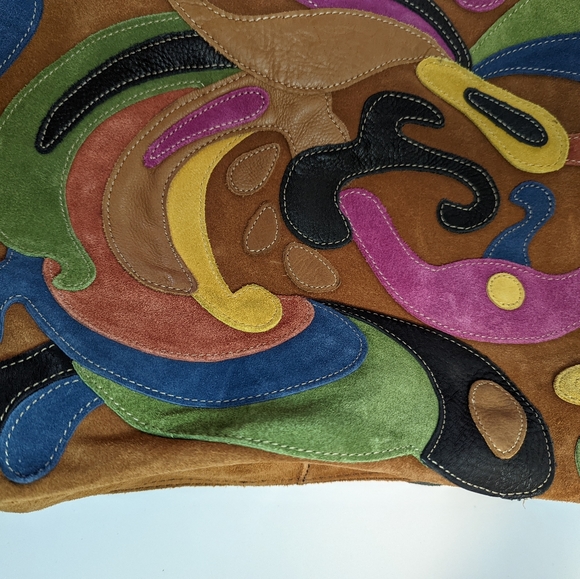 Lucky Brand Leather patchwork multi-colour purse shoulder bag Bohemian - Picture 4 of 16